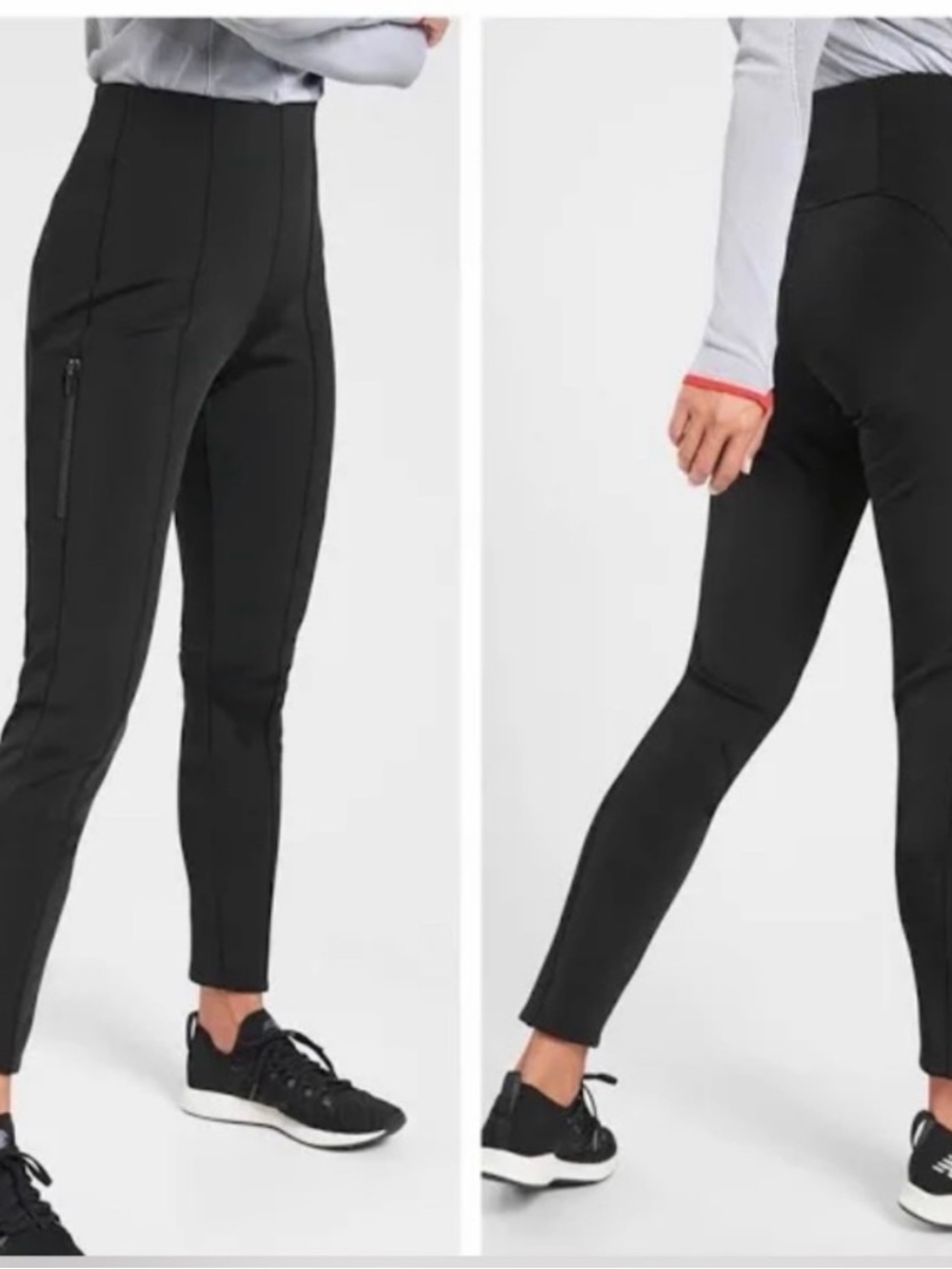 Athleta Black Straight-Leg glacier snow Performance Pants 8